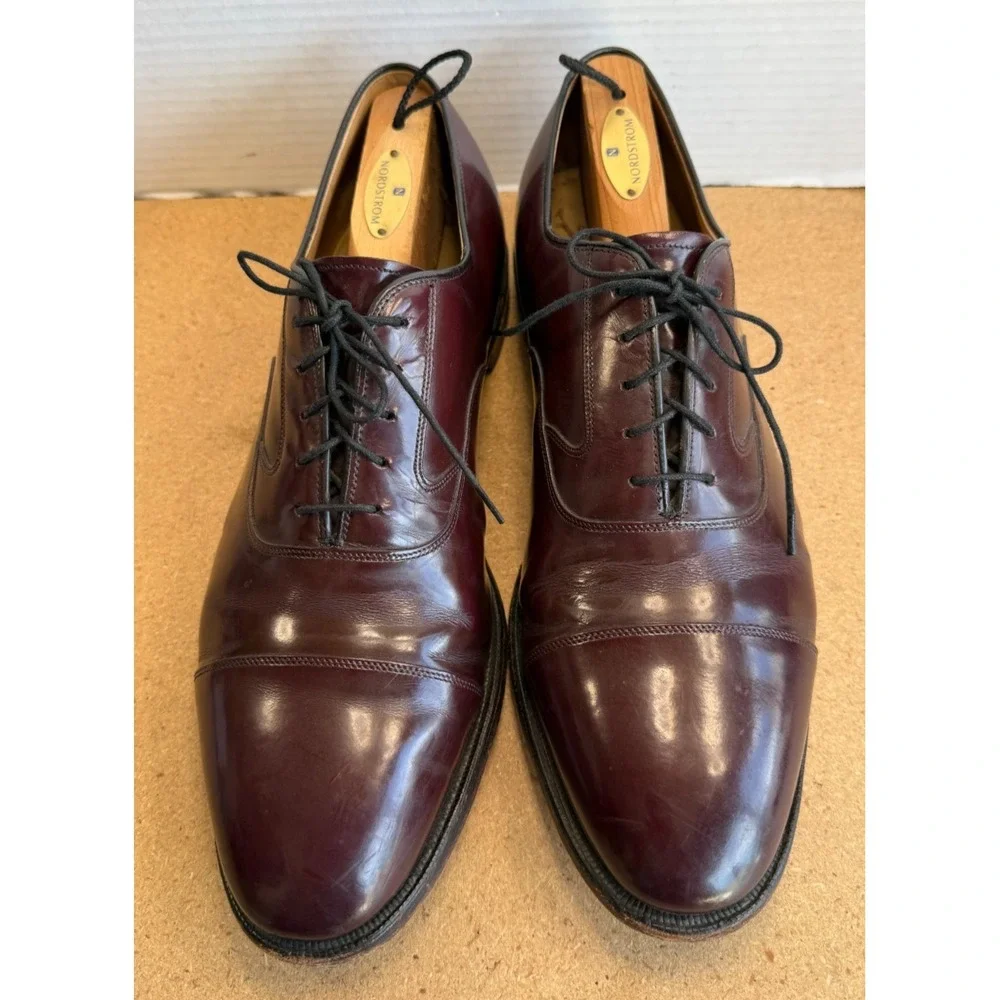 Johnston‎ & Murphy Men's Burgundy Leather Cap Toe Oxfords 12 D/B 24-93120